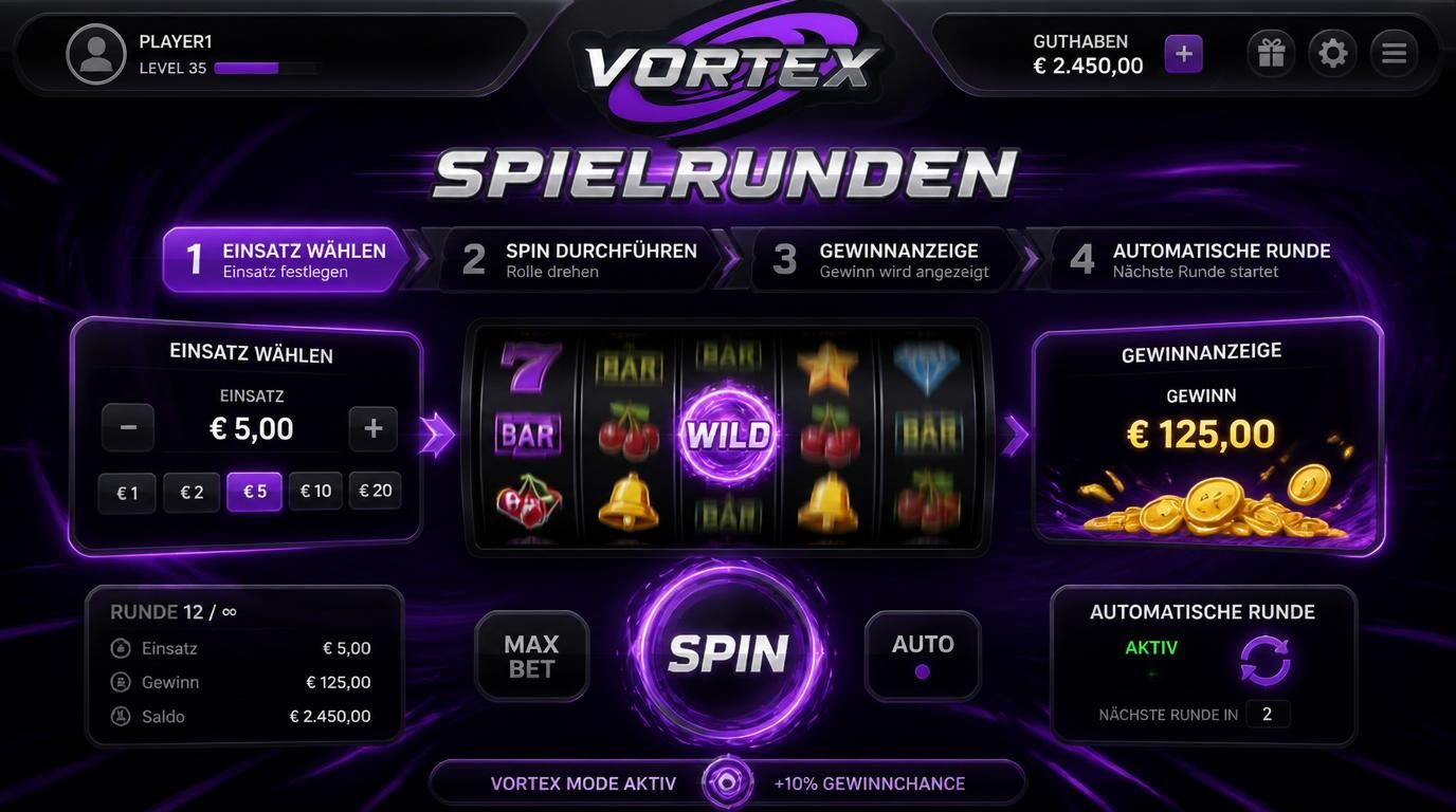 Darstellung einer aktiven Spielrunde mit klaren Abläufen und Animationen