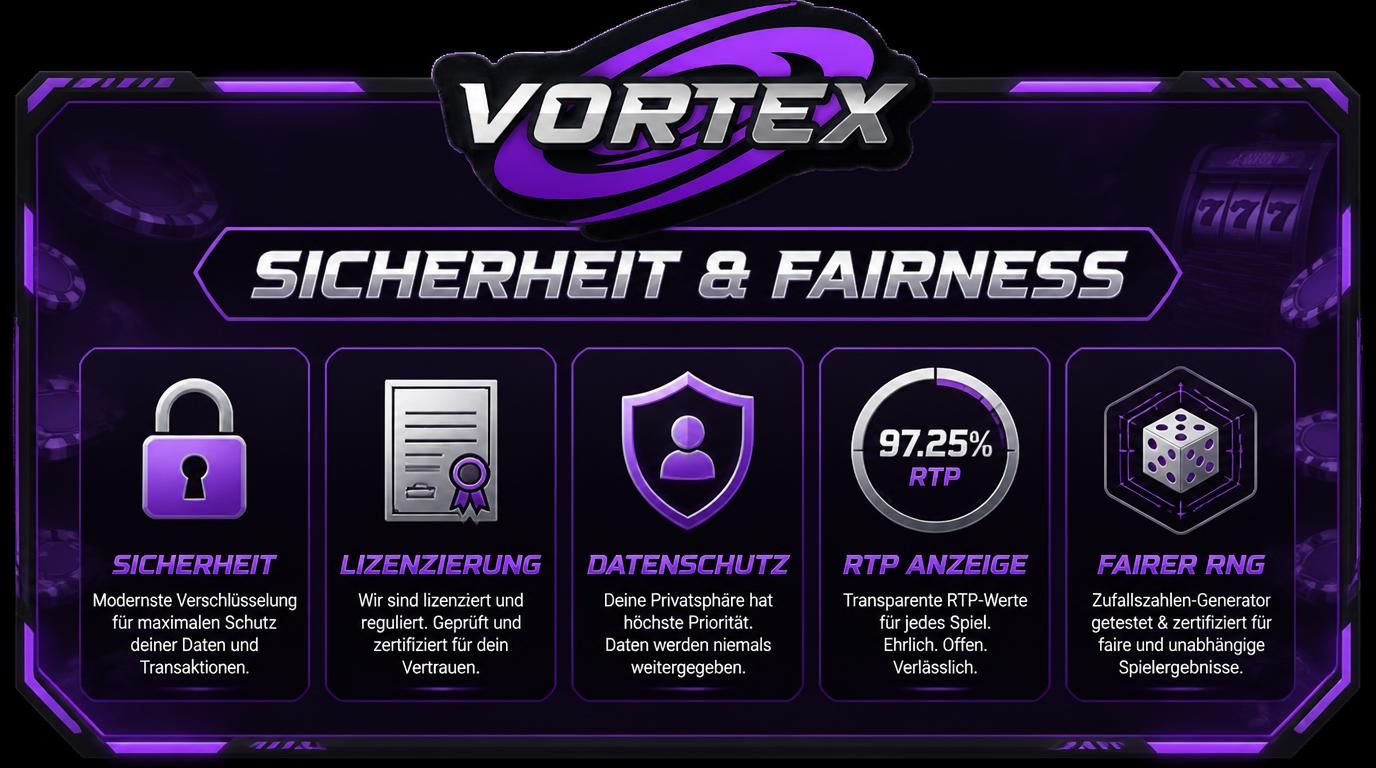 Sicherheitssymbole, Lizenzbestätigung, fairer Spielbetrieb